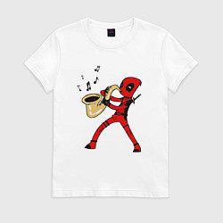 Футболка хлопковая женская Deadpool jazz, цвет: белый