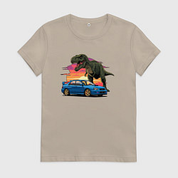 Женская футболка Субару и динозавр