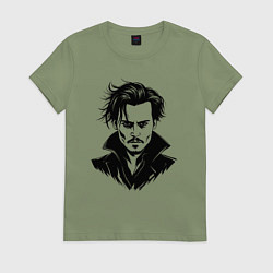 Женская футболка Аниме портрет Джонни Деппа