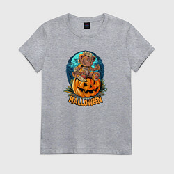 Женская футболка Мишка на тыкве