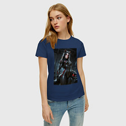 Футболка хлопковая женская Лиса косплей Мастера Чифа, цвет: тёмно-синий — фото 2