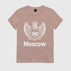 Футболка хлопковая женская Москва орел в короне с буквой М, цвет: пыльно-розовый