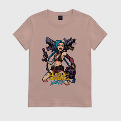 Футболка хлопковая женская Джинкс League of Legends, цвет: пыльно-розовый