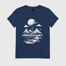 Женская футболка Пейзаж с горами и морем