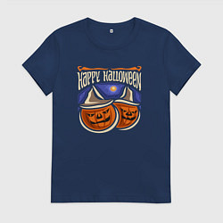 Футболка хлопковая женская Классного хэллоуина, цвет: тёмно-синий