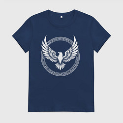 Футболка хлопковая женская Орел стилизованый круг, цвет: тёмно-синий
