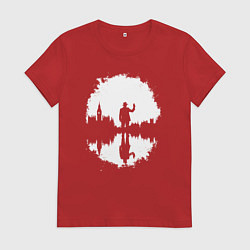 Футболка хлопковая женская Тень человека в Англии, цвет: красный