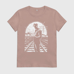 Женская футболка Железнодорожник с тортом