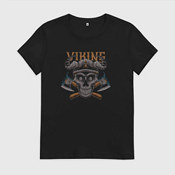 Футболка хлопковая женская Viking warrior, цвет: черный