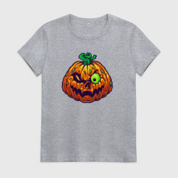 Футболка хлопковая женская Тыква на хэллоуин, цвет: меланж