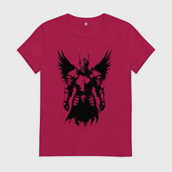 Футболка хлопковая женская Черный рыцарь с крыльями, цвет: маджента