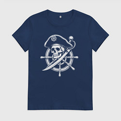 Женская футболка Пиратский штурвал с черепом