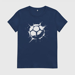 Женская футболка Футбольный мяч в белой краске