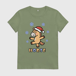 Женская футболка Лошадь и снежинки, символ года