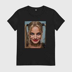 Футболка хлопковая женская Харли Квинн - Марго Робби, цвет: черный