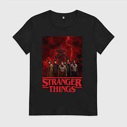 Женская футболка Пятеро и демогоргон Загадочные события финал