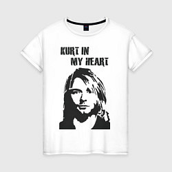 Футболка хлопковая женская Kurt in my heart, цвет: белый