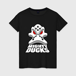 Футболка хлопковая женская HC Anaheim Ducks, цвет: черный