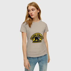 Футболка хлопковая женская HC Boston Bruins Label, цвет: миндальный — фото 2