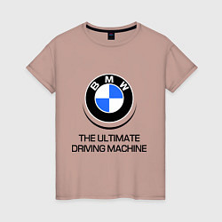 Футболка хлопковая женская BMW Driving Machine, цвет: пыльно-розовый