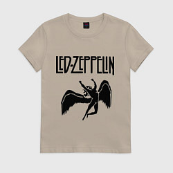 Футболка хлопковая женская Led Zeppelin, цвет: миндальный