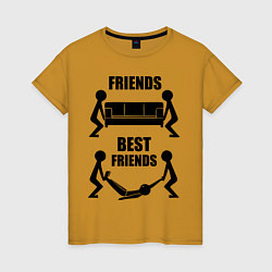 Футболка хлопковая женская Best friends, цвет: горчичный