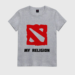 Футболка хлопковая женская Dota 2: My Religion, цвет: меланж
