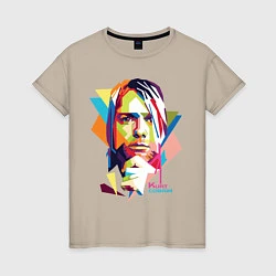 Футболка хлопковая женская Kurt Cobain: Colors, цвет: миндальный