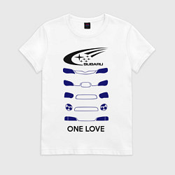 Футболка хлопковая женская One love subaru, цвет: белый