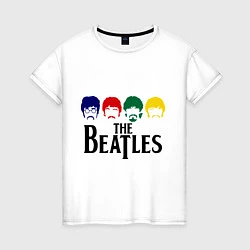 Футболка хлопковая женская The Beatles Heads, цвет: белый