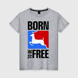 Футболка хлопковая женская Born to be free, цвет: меланж