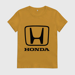 Футболка хлопковая женская Honda logo, цвет: горчичный