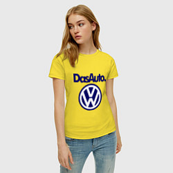 Футболка хлопковая женская Volkswagen Das Auto, цвет: желтый — фото 2