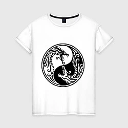 Женская футболка Два дракона Инь Янь