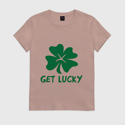 Футболка хлопковая женская Get lucky, цвет: пыльно-розовый