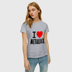 Футболка хлопковая женская I love Metallica, цвет: меланж — фото 2