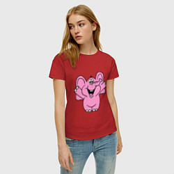 Футболка хлопковая женская Розовый слон, цвет: красный — фото 2