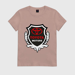 Футболка хлопковая женская Тойота моторс герб, цвет: пыльно-розовый