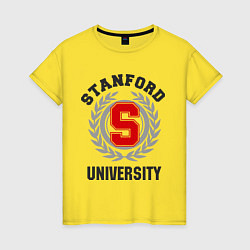 Футболка хлопковая женская Stanford University, цвет: желтый