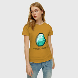 Футболка хлопковая женская Minecraft Diamond, цвет: горчичный — фото 2
