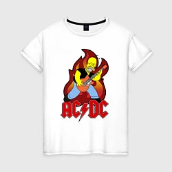 Футболка хлопковая женская AC/DC Homer, цвет: белый