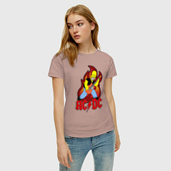 Футболка хлопковая женская AC/DC Homer, цвет: пыльно-розовый — фото 2