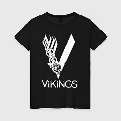 Футболка хлопковая женская Vikings, цвет: черный