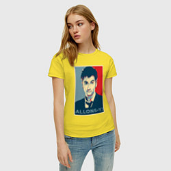 Футболка хлопковая женская Allons-y Poster, цвет: желтый — фото 2