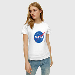 Футболка хлопковая женская NASA: Logo, цвет: белый — фото 2