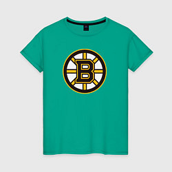 Футболка хлопковая женская Boston Bruins, цвет: зеленый