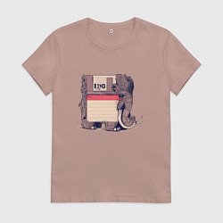 Футболка хлопковая женская Вымершие виды, цвет: пыльно-розовый