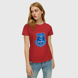 Футболка хлопковая женская Эвертон logo - nil satis nisi optimum, цвет: красный — фото 2