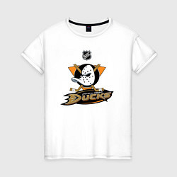 Футболка хлопковая женская NHL: Anaheim Ducks, цвет: белый