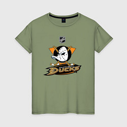 Футболка хлопковая женская NHL: Anaheim Ducks, цвет: авокадо